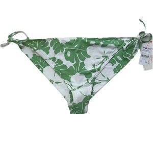 Roxy OG Cheeky Tie Side Green WhiteBikini Bottoms Women's Size 2XL XXL Surf NWT